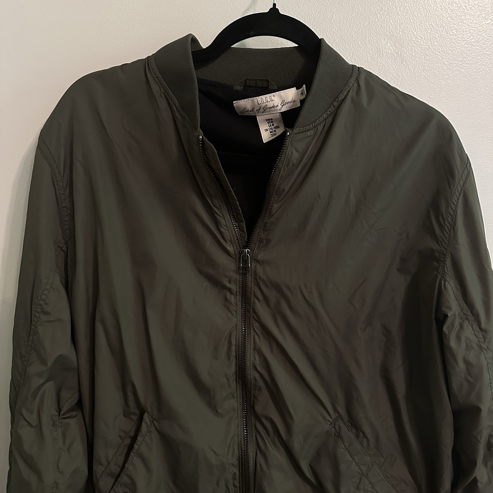 H&M L.O.G.G. Zip Up Bomber Jacket, Olive Green Military, Ladies m‎